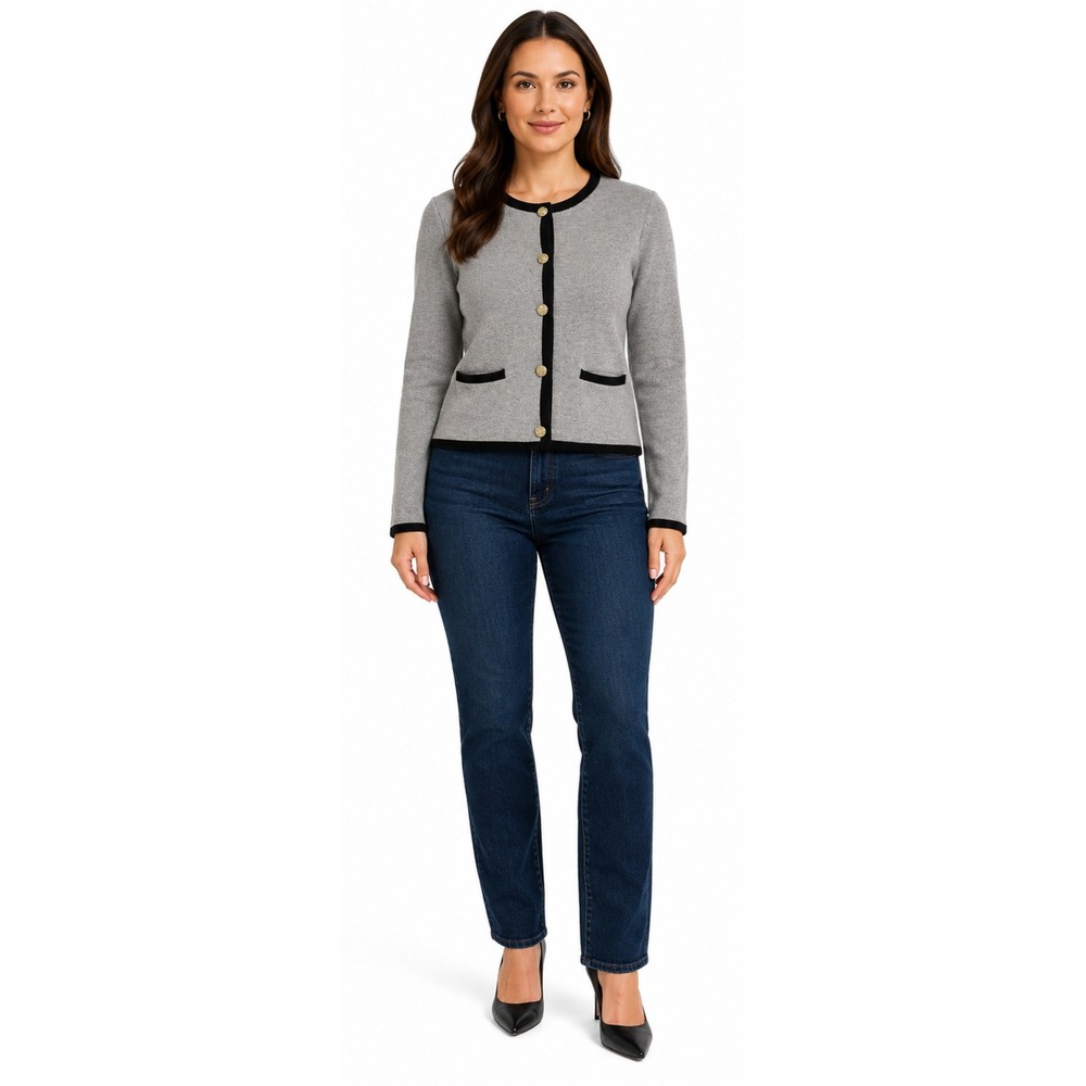 TRUTH by REPUBLIC‎ Heather Gray & Black Contrast Cardigan Sweater Medium NWT